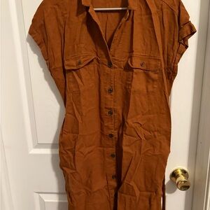 Old Navy Rust Button-Up Shirt Dress
